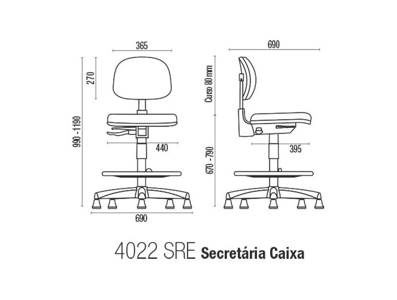 スティクノリ Cadeira Caixa Stool Secretária Start 4022 SRE - Cavaletti